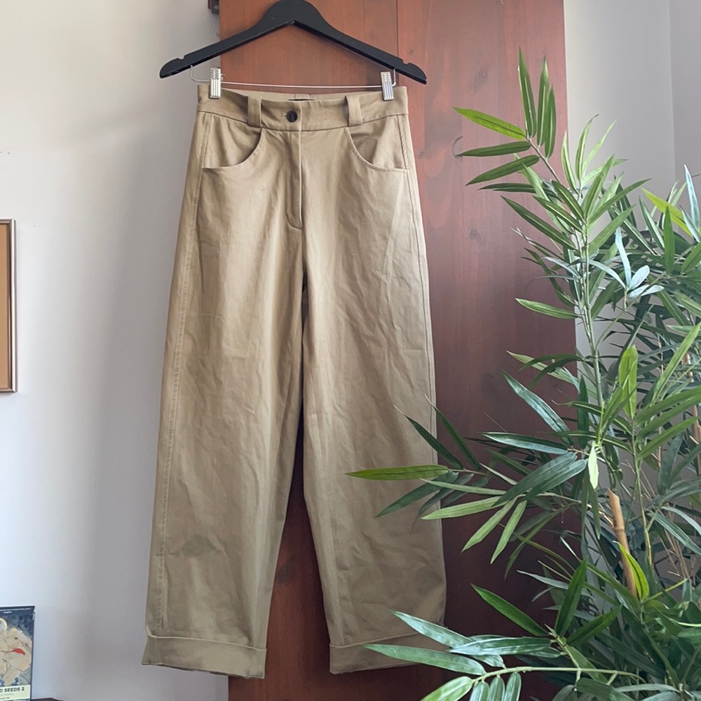 High Waisted Utility Pant in Beige